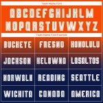 Maillot de football personnalisé à manches longues, orange, blanc et bleu marine, imprimé par sublimation