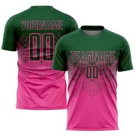 Maillot de football personnalisé rose vert sublimé
