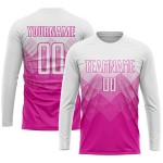 Maillot de football personnalisé rose foncé et blanc par sublimation