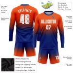 Maillot de football personnalisé à manches longues, orange, blanc et bleu royal, par sublimation