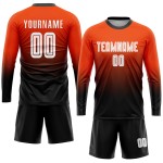Maillot de football personnalisé orange, blanc et noir, effet dégradé par sublimation
