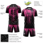 Maillot de football personnalisé rose et noir par sublimation