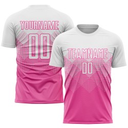 Maillot de football personnalisé rose et blanc par sublimation Maillot de football personnalisé rose et blanc par sublimation