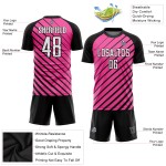 Maillot de football personnalisé rose, blanc et noir, sublimé