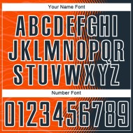 Maillot de football personnalisé à sublimation avec dégradé de flèches orange, bleu marine et blanc